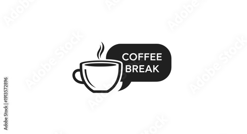 Coffee Break Icon with Steam and Speech Bubble