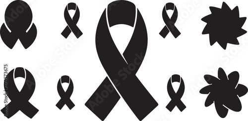 Awareness ribbons and flowers for support and remembrance symbolism