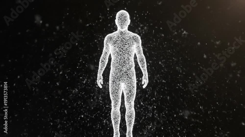 Human Silhouette Formed From Thousands of Connected Points - Connectioneering Concept