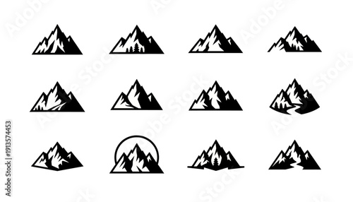 Modern Flat Mountain Icon Set