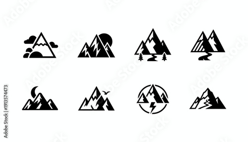 Abstract Mountain Silhouette Icon Set