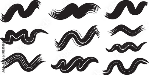 Collection of black and white abstract line designs and shapes