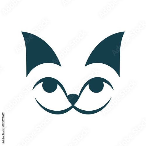 Wallpaper Mural Stylized cat face with ears and eyes in dark blue Torontodigital.ca