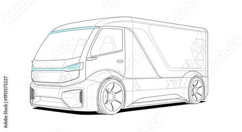 Modern Electric Truck Concept Sketch.