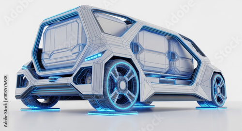 Futuristic Autonomous Electric Vehicle Concept Design.