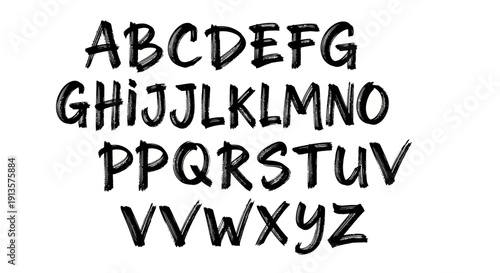 Hand-Drawn Brush Script - Black and White Vector Letters on White Background