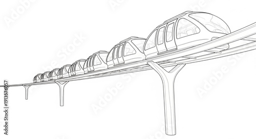 Wireframe sketch of a modern elevated highway overpass structure.