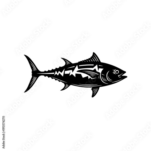 Vector illustration of a blue tuna fish on a white background, featuring a cartoon aquatic animal design perfect for marine life and seafood nature icons