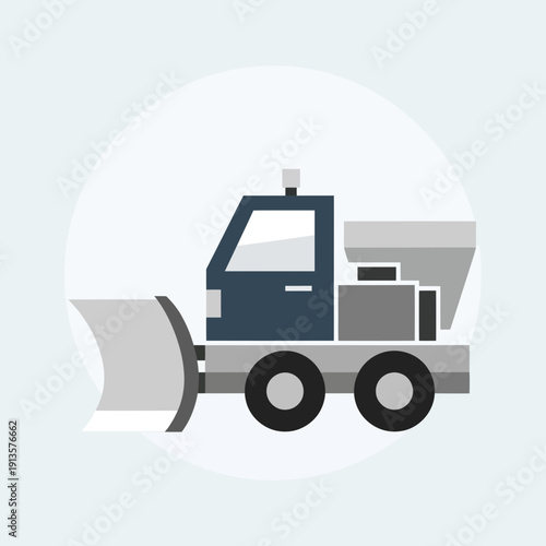 Modern Snow Plow Vehicle Icon - Winter Service Machine