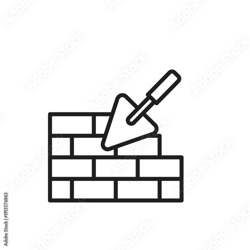 Brick Wall Construction Icon Vector Outline Art