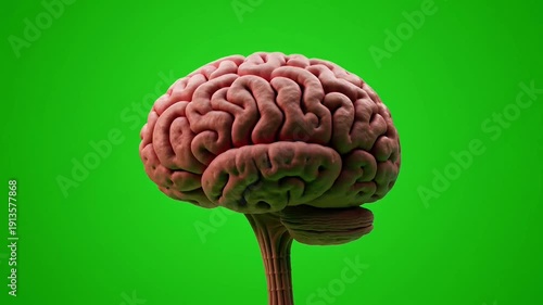 Human brain with green screen for medical and educational purposes