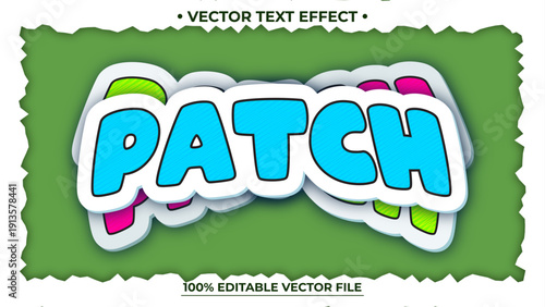 Sticker patch set retro pack editable text effect vector font style template