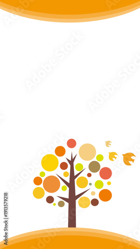 秋の森のイラスト　紅葉の季節の背景イラスト