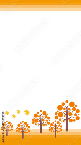 秋の森のイラスト　紅葉の季節の背景イラスト