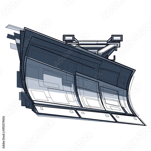 Snow Plow Blade Vector Illustration - Winter Maintenance Equipment