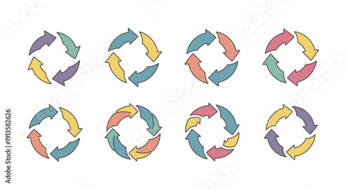 Colorful Circular Arrows Infographic Elements for Business Process and Workflow Cycle