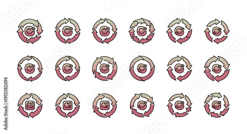 Copyright symbol set, circular arrows, creative design