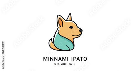 Cute Shiba Inu dog wearing a teal shirt logo design.