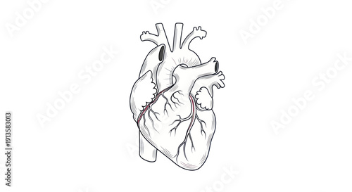 Anatomical Human Heart Drawing, Medical Illustration, Symbol of Life and Health