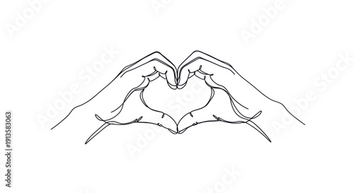 Hand Drawn Heart Shape Formation with Outline Sketch