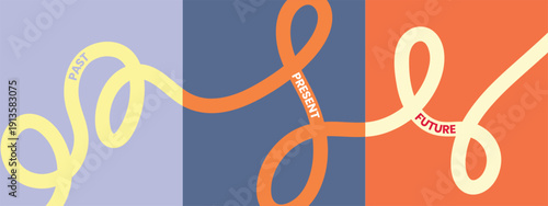 Abstract art with swirling lines and color blocks