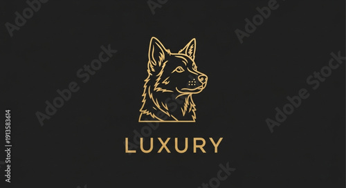 Elegant German Shepherd Logo Design with Luxury Text.