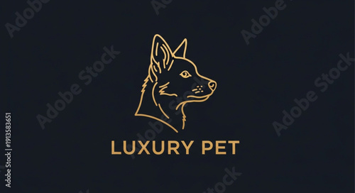 Elegant Golden Dog Head Logo Design Luxury Pet.