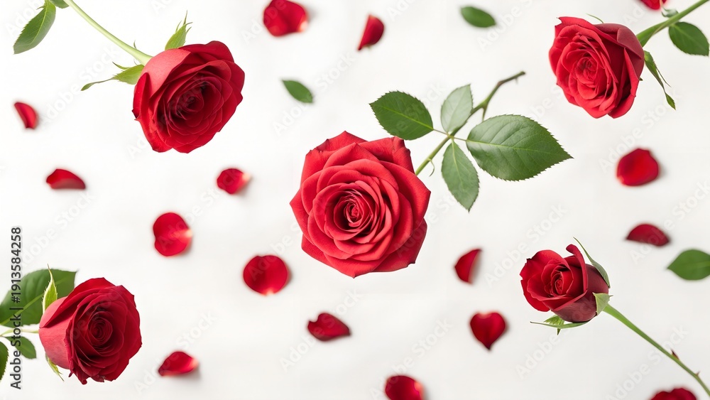 Fototapeta premium Seamless red roses pattern background