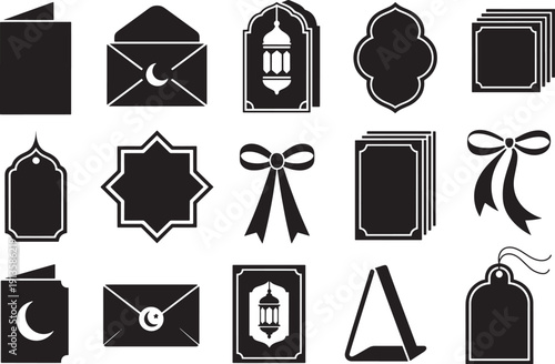 Islamic stationary silhouette set including envelopes greeting cards gift tags and bookmarks