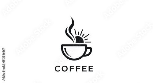 Sunrise Coffee Cup Logo Icon - Morning Brew, Energy, Warmth