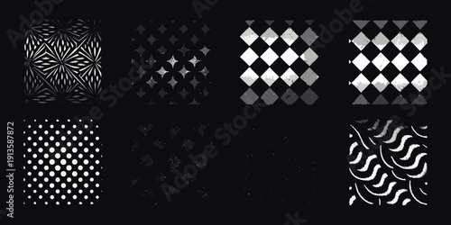 Abstract grayscale patterns a collection of geometric and textured designs
