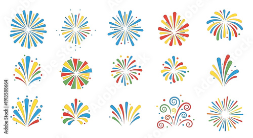 Colorful Abstract Fireworks and Sparkles Collection Vector Art for Celebrations