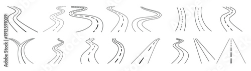  road icon vector set route illustration sign collection 