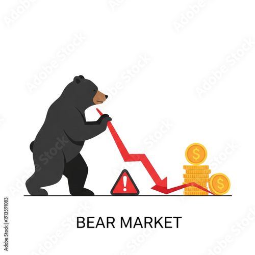 Bear Market Financial Crisis Concept isolated on transparent background.