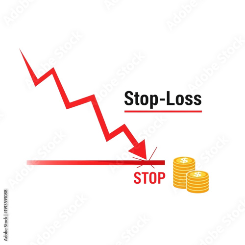 Stop Loss Financial Trading Investment Concept isolated on transparent background.