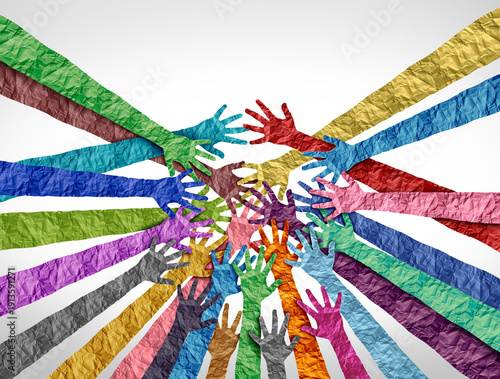 Wallpaper Mural Belong and inclusion concept as a symbol to belong and acceptance and integration with diversity and support of different cultures as diverse races and unity symbol holding hands together. Torontodigital.ca