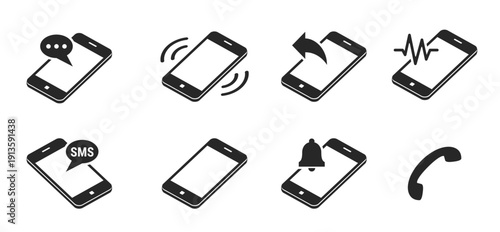  phone icons black on a white background 