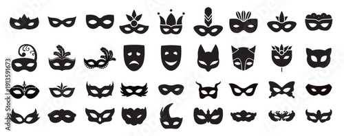 masquerade icon vector set mask illustration sign