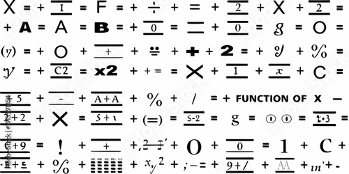 Dense mathematical equations and symbols covering a white background