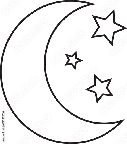 Crescent Moon Icon with Star.