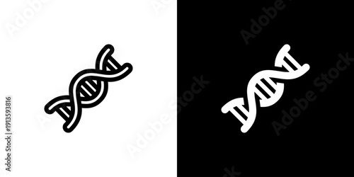 Dna icon concept with flat Black White Background. Vector illustration.