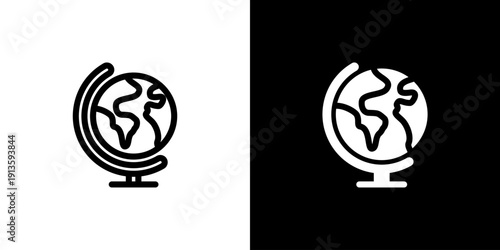 Geography icon concept with flat Black White Background. Vector illustration.