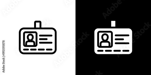 Id Card icon concept with flat Black White Background. Vector illustration.