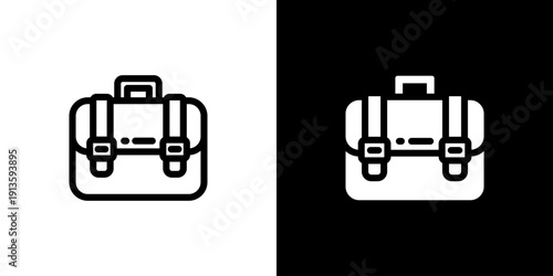 Briefcase icon concept with flat Black White Background. Vector illustration.