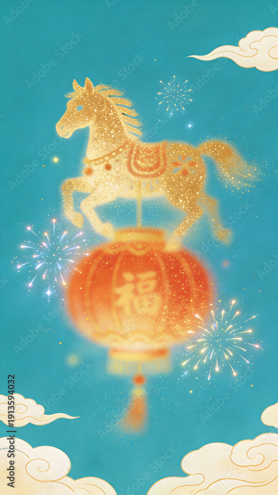 Naklejka premium 2026 year of the horse new years poster
