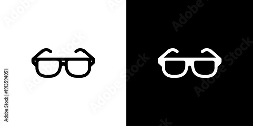 Glasses icon concept with flat Black White Background. Vector illustration.