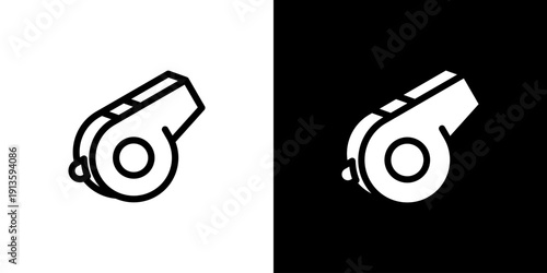 Whistle icon concept with flat Black White Background. Vector illustration.