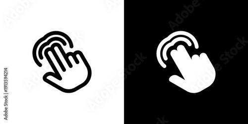 Double Tap icon concept with flat Black White Background. Vector illustration.