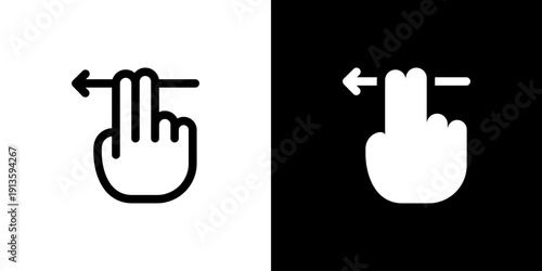 Swipe Right icon concept with flat Black White Background. Vector illustration.