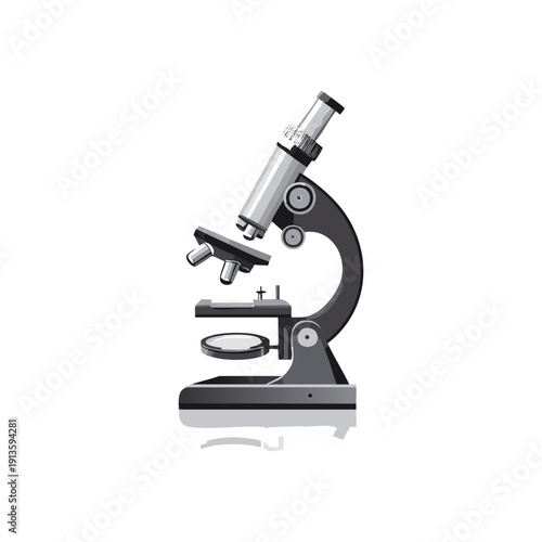 Professional laboratory microscope isolated on a white background for medical research, scientific discovery, and microbiology education using advanced optical lens technology for magnification